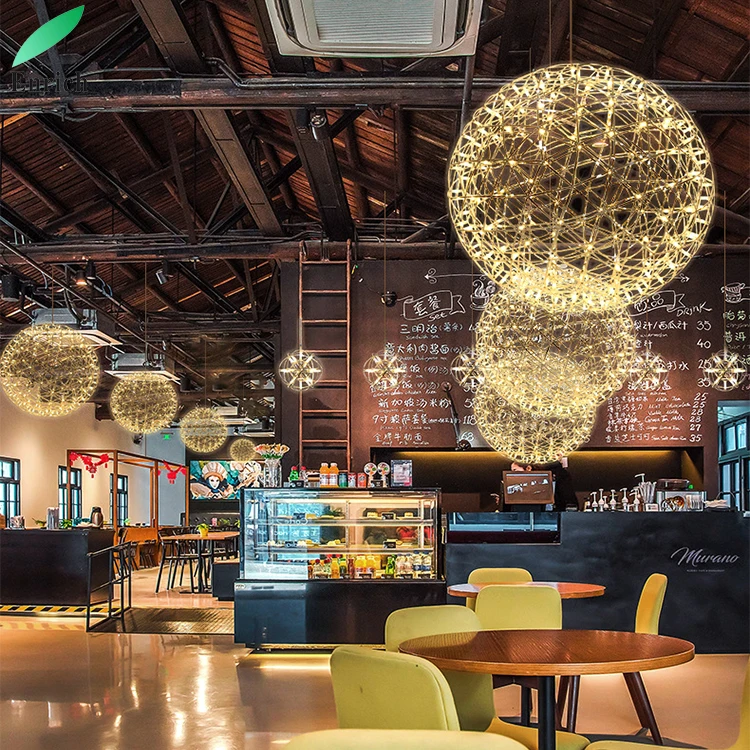 Hotel lobby Stainless Steel Spark Ball LED Pendant Light Firework Ball decorative lighting