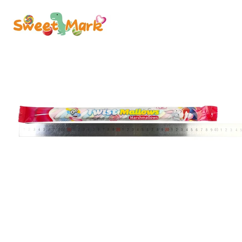 Long twist sweet marshmallows soft cotton candy natural color halal