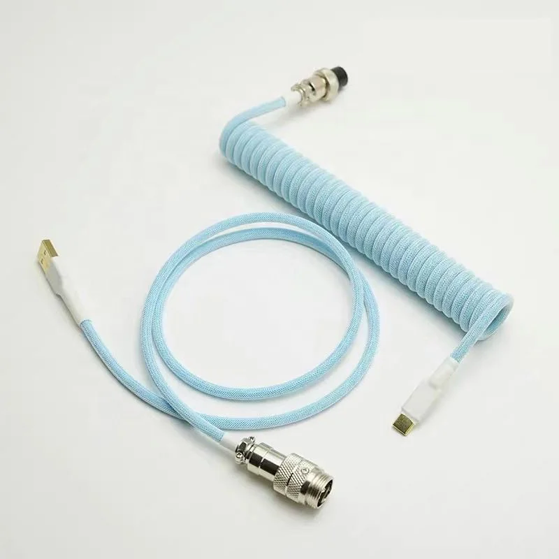 Заводская механическая клавиатура, синий Спиральный USB-кабель типа C, шнур GX16 Aviator , Mini 4/5P, Micro