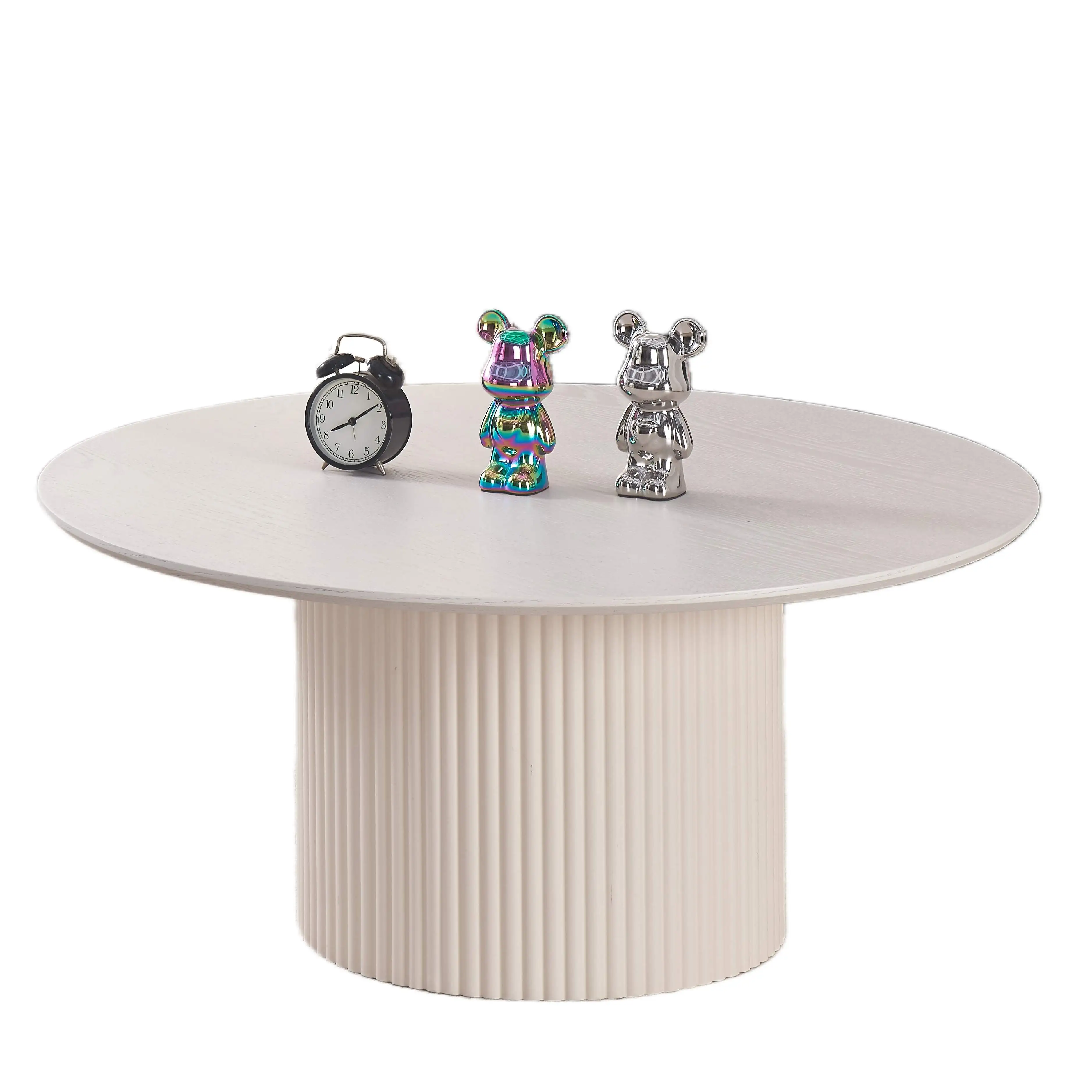 Wholesale Home Furniture Round beige veneer MDF Pedestal Coffee Table Living Room Office Hotel Shop Cafe