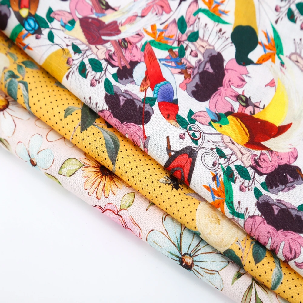 High Quality Textile Soft cotton poplin  Digital Floral Printed Liberty 100% Cotton Voile Custom Print Fabric for Dress