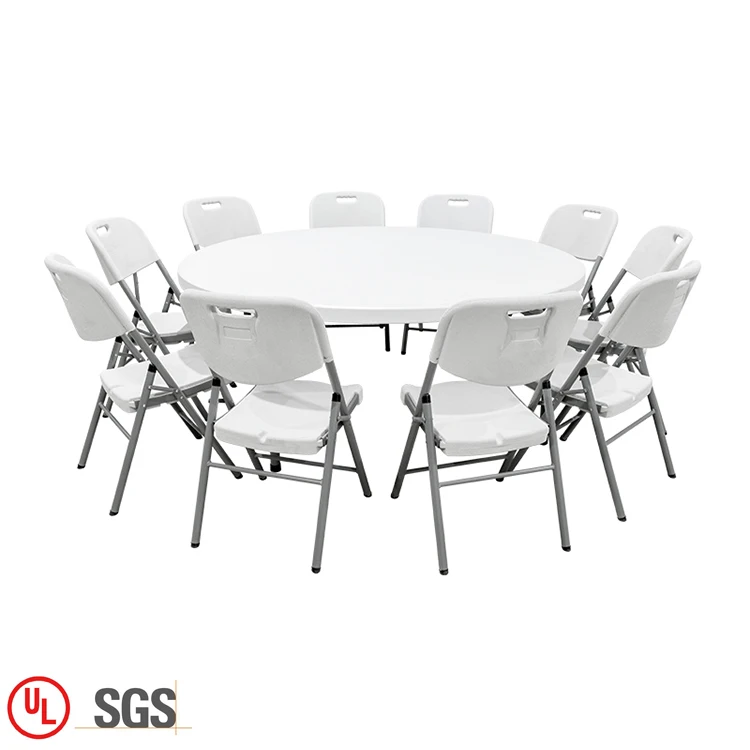 10 People Round Folding Table Banquet Hdpe Plastic Dining Birthday Party Wedding Folding Table