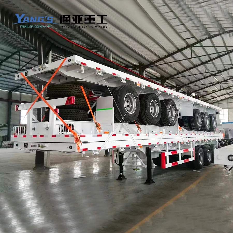 60 Ton 20ft 60 Ton 48 Ft 50ft 30 Ton 3 Axle 40ft Semi Container Flatbed Trailer For Sale