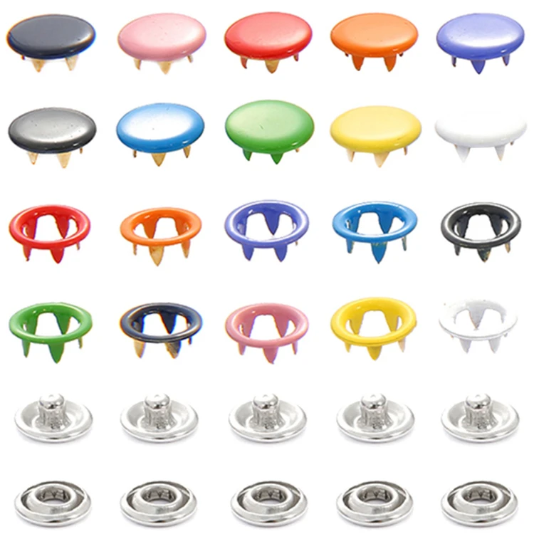 Metal 7.2MM 8.2MM 9.0MM 9.2MM 9.5MM 9.6MM 10MM 10.5MM 11MM 15MM 20MM 21MM Nickel-Free Five Prong Ring Snap Button