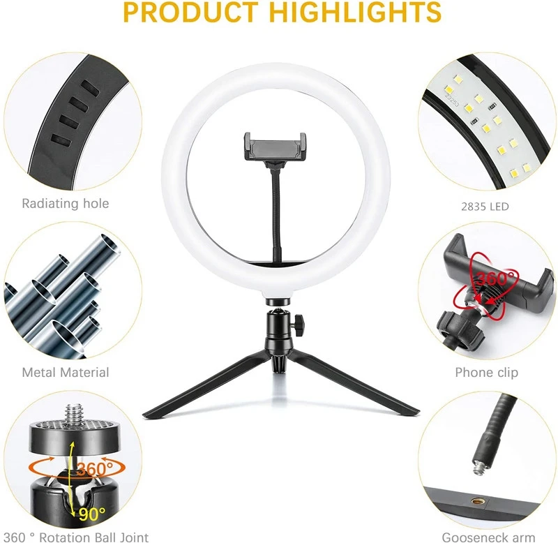 
Selfie Ring Light For Laptop Computer Desktop Youtube, Ring Lamp Video Conference Lighting Kit Phone Holder Clip On 