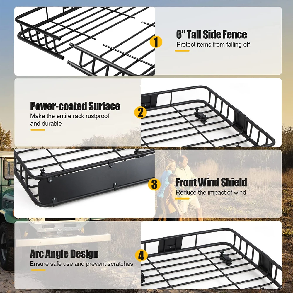 China manufacturer metal steel frame durable car top roof mounted 4x4 luxury roof platform basket luggage rack