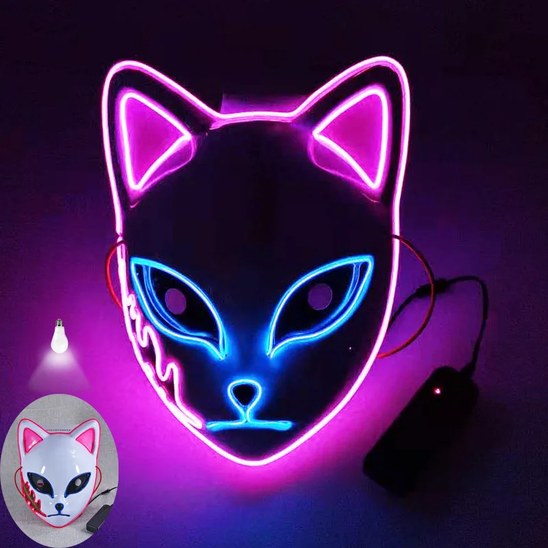 Led Halloween Mask For Cosplay Light up Party Mask Trending Party Supply LED Funny Party Glow Mask