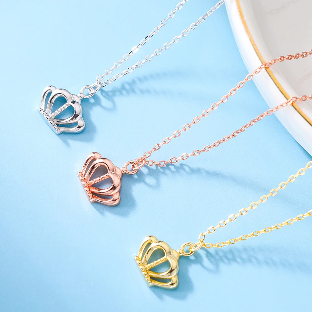 High Quality Fashion 925 Silver Jewelry Queen Crown Necklace Pendants For Women Christmas Present silver dragon necklace pendant