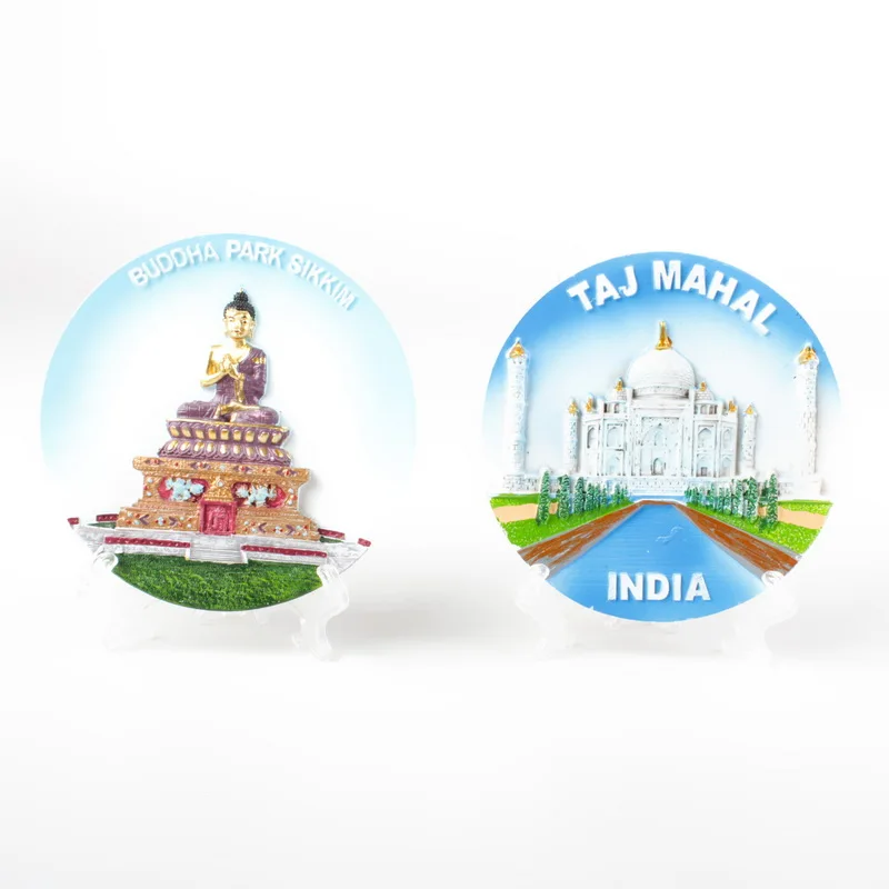
Creative Home Custom India Resin Round Plate Decoration Resin Crafts With Hook And Shelf 