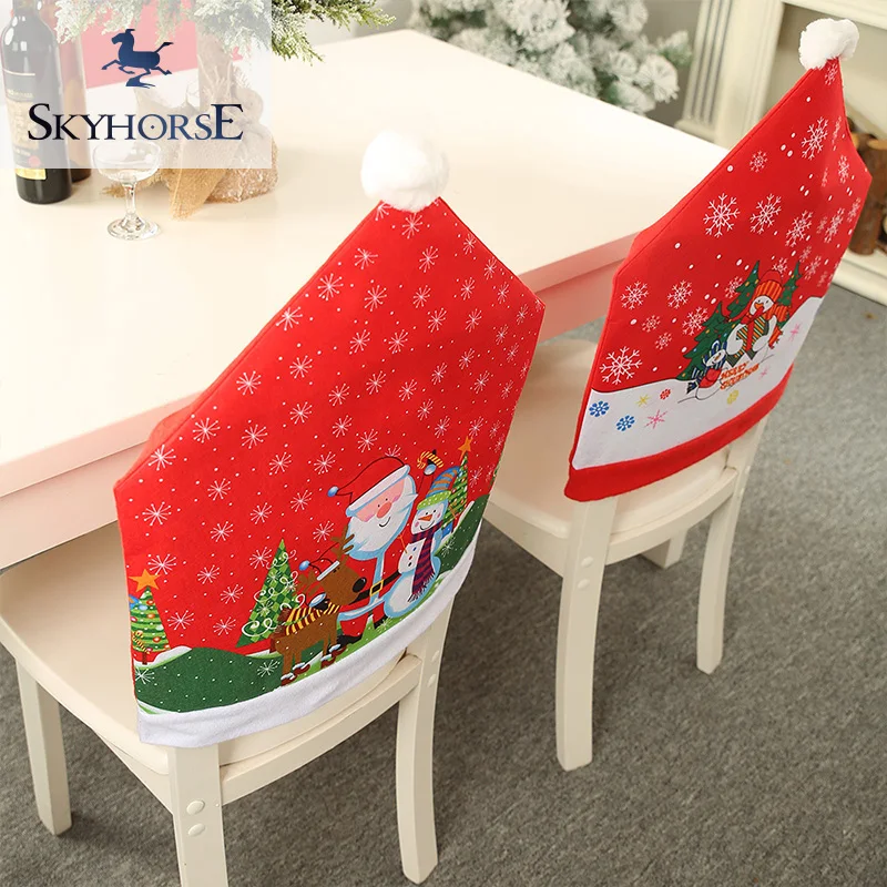 SKYHORSE Washable Fundas Para Muebles Dining Room Christmas Chair Slipcovers Christmas Chair Cover Decoration for Chair