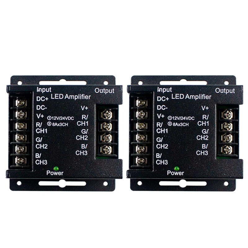 DC12V-24V Железный корпус светодиодный Усилитель контроллер RGB полосы световых схем дизайнерские решения 3 канала 24A 576 Вт усилитель мощности