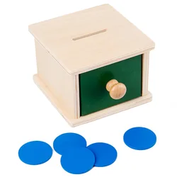 Wooden Montessori Infant Coin Box with Tray and Ball Educational Toys for Toddlers Permanence Kindergarten Toy