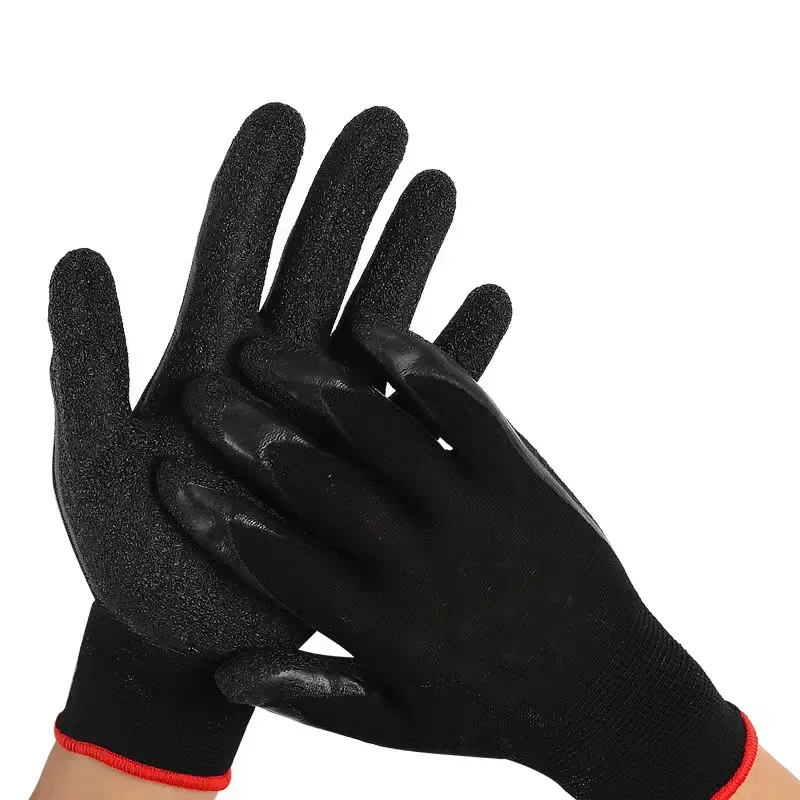 Industrial Level Anti Slip Protection Gloves For Construction Working Latex Coating Working Rubber Hand Gloves