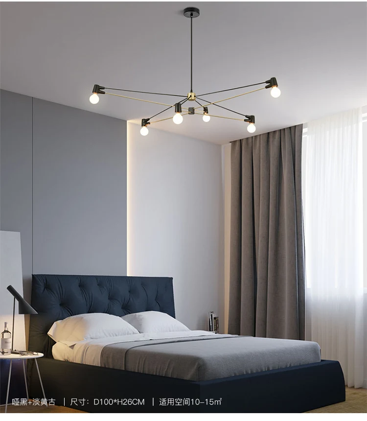 American retro industrial style line chandelier for stores clothing store fixtures black gold