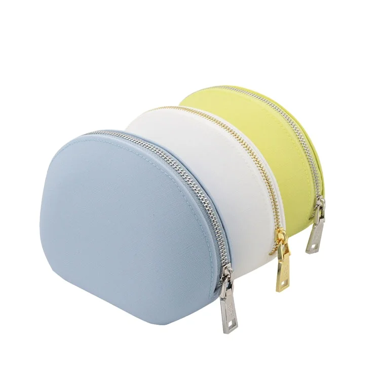 Custom logo private label Portable semi round Waterproof rubber Toiletry Wash Bag Shell Silicone Cosmetics Makeup Bags