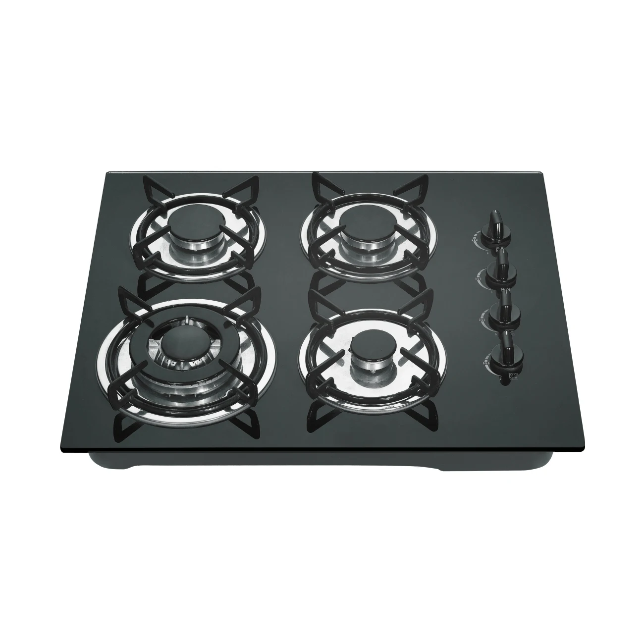 Best Selling Kitchen 4 burner gas hob Application Zinc Alloy Knob Gas built in stove with beige glass custom