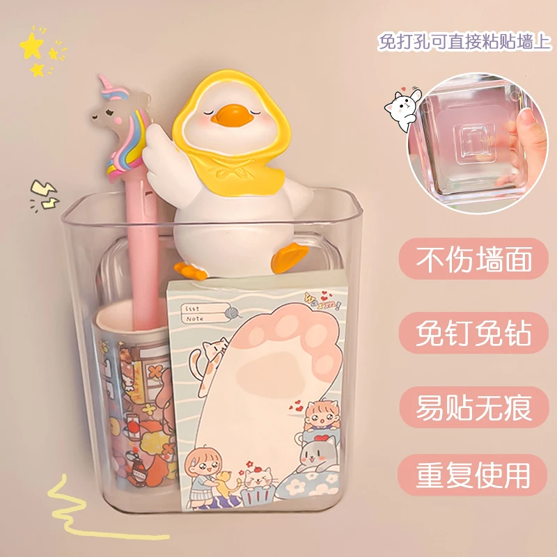 Clear Office Desk Acrylic Pen Holder Custom Pencil Holder Desktop Finishing Makeup Brush Storage Box Can Be Wall-mounted