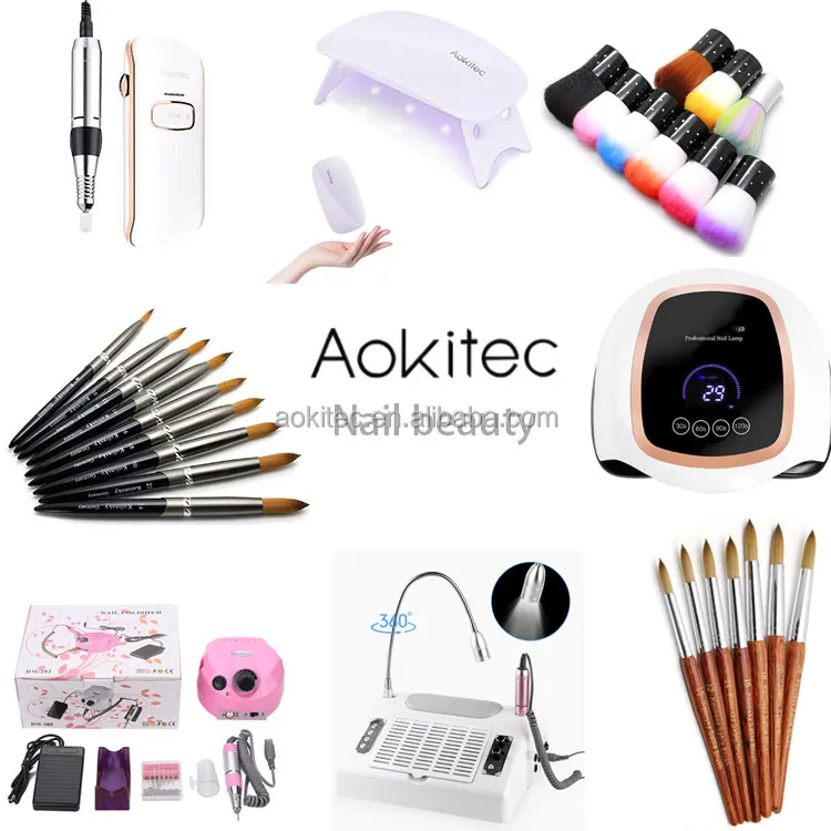 Aokitec nail acrylic brushes 100 kolinsky sable acrylic nail nail art liner brushes wholesale
