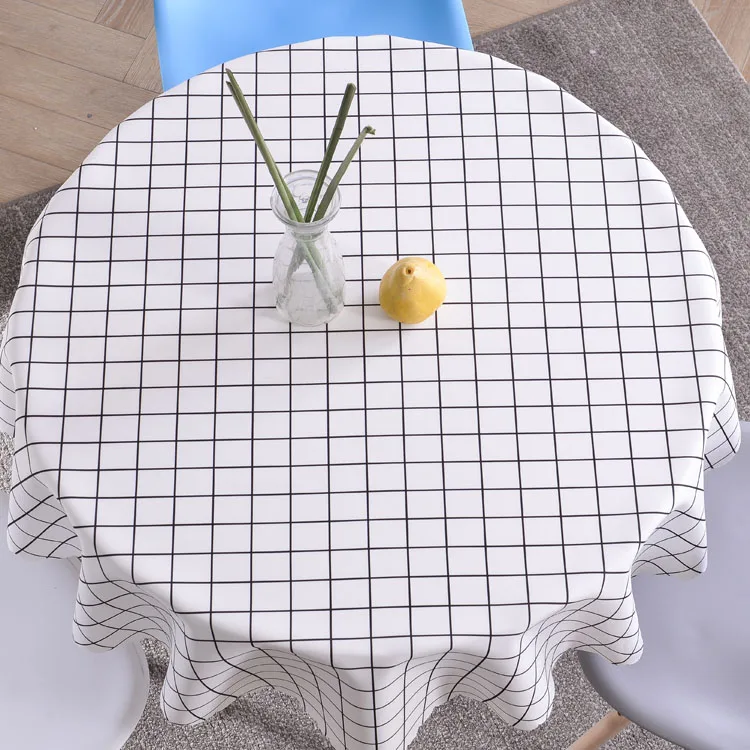 wholesale airlaid modern black and white  plaid circular round oilproof tablecloth bulk 100% polyester buy table cloths picnic