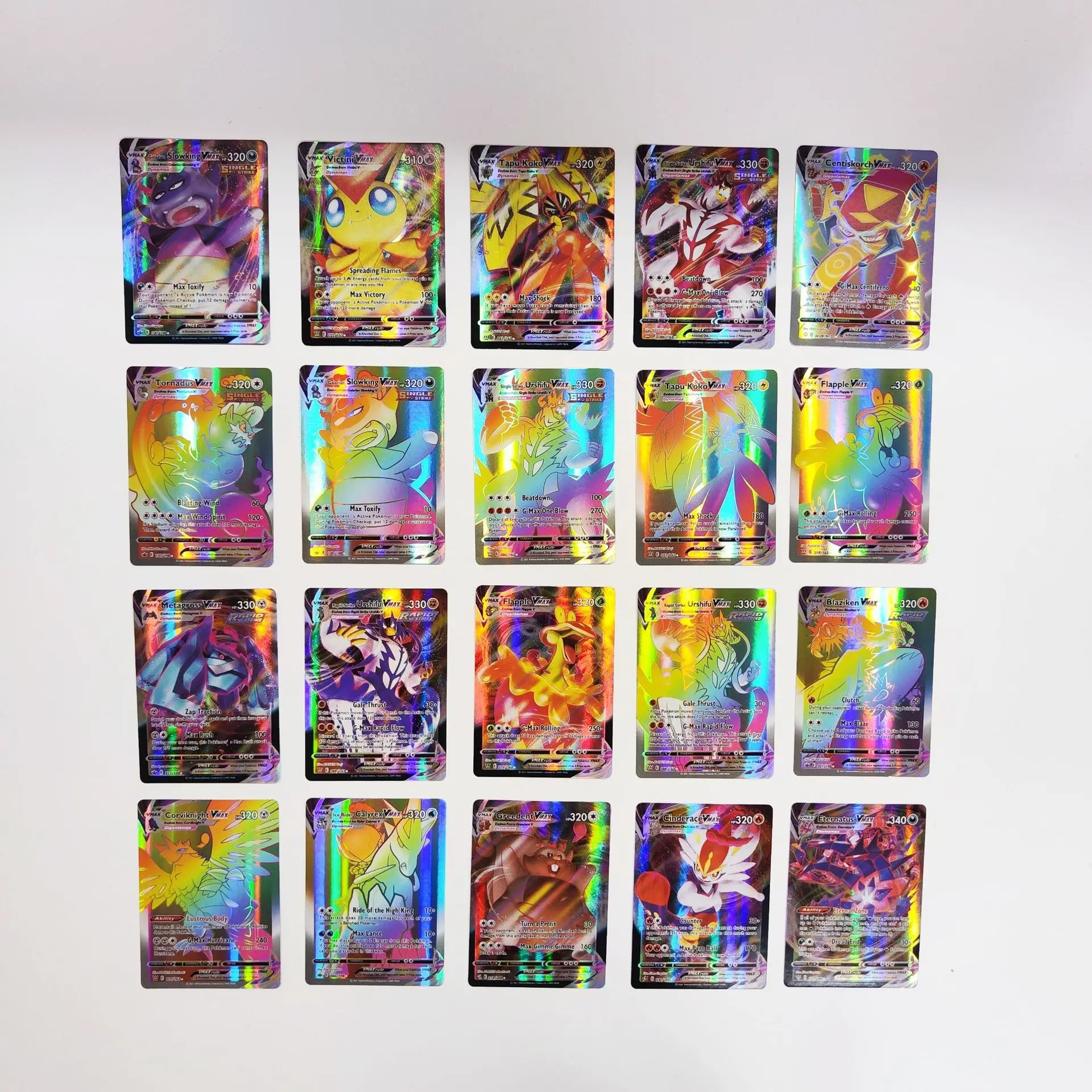 New Arrival Wholesale Gold PokeMong Card Box No Repeat Flash PokeMong 100EX Trading Cards for Kids