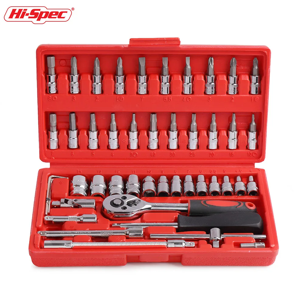  Набор метрических гнезд Hi-Spec 45 шт. 1/4 дюйма автомобильный комплект с рукояткой храповым