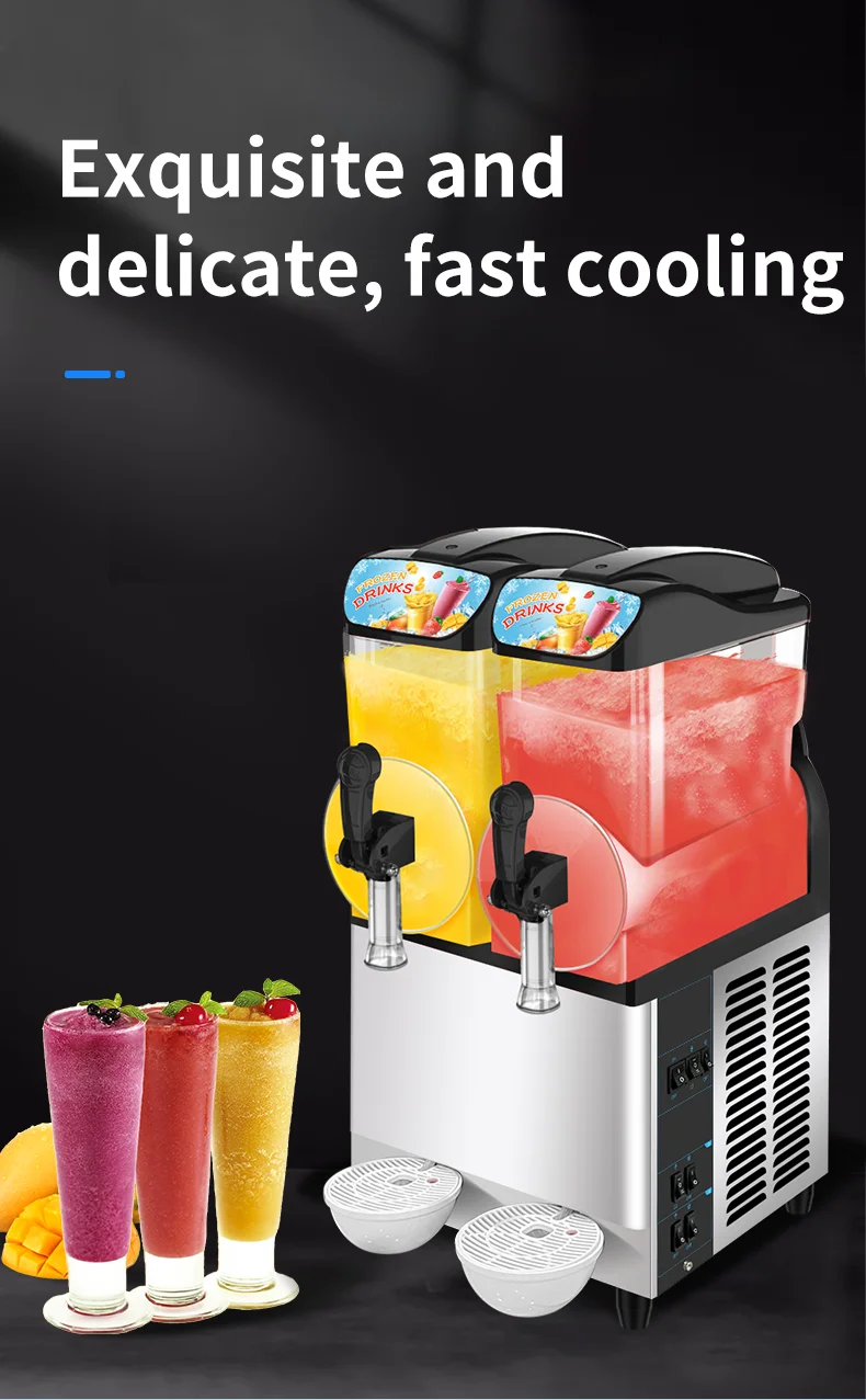 Commercial Slush Making Machine 12L x 2 Tanks Snow Frozen Drink Slushy Smoothie Maker With Led Light