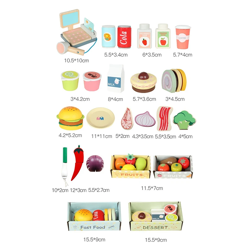 Wooden Market Shop Pretend Play Combined Toys Wooden Pretend Shop wooden grocery Convenience store toy