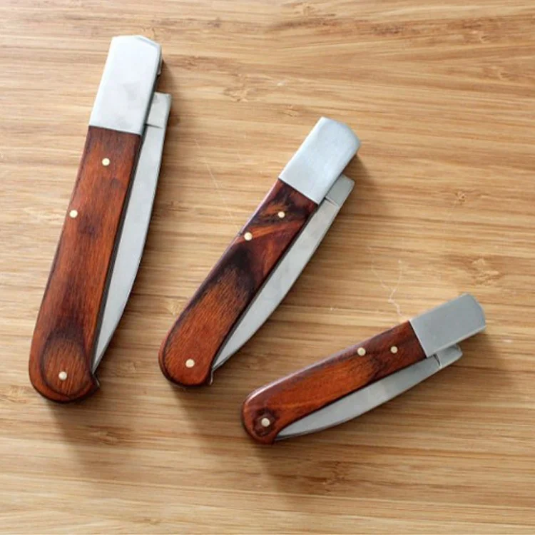 Strong Folding Knife with Fine Polishing Wooden Handle in Series Sizes for Daily Use, Office & Outdoor