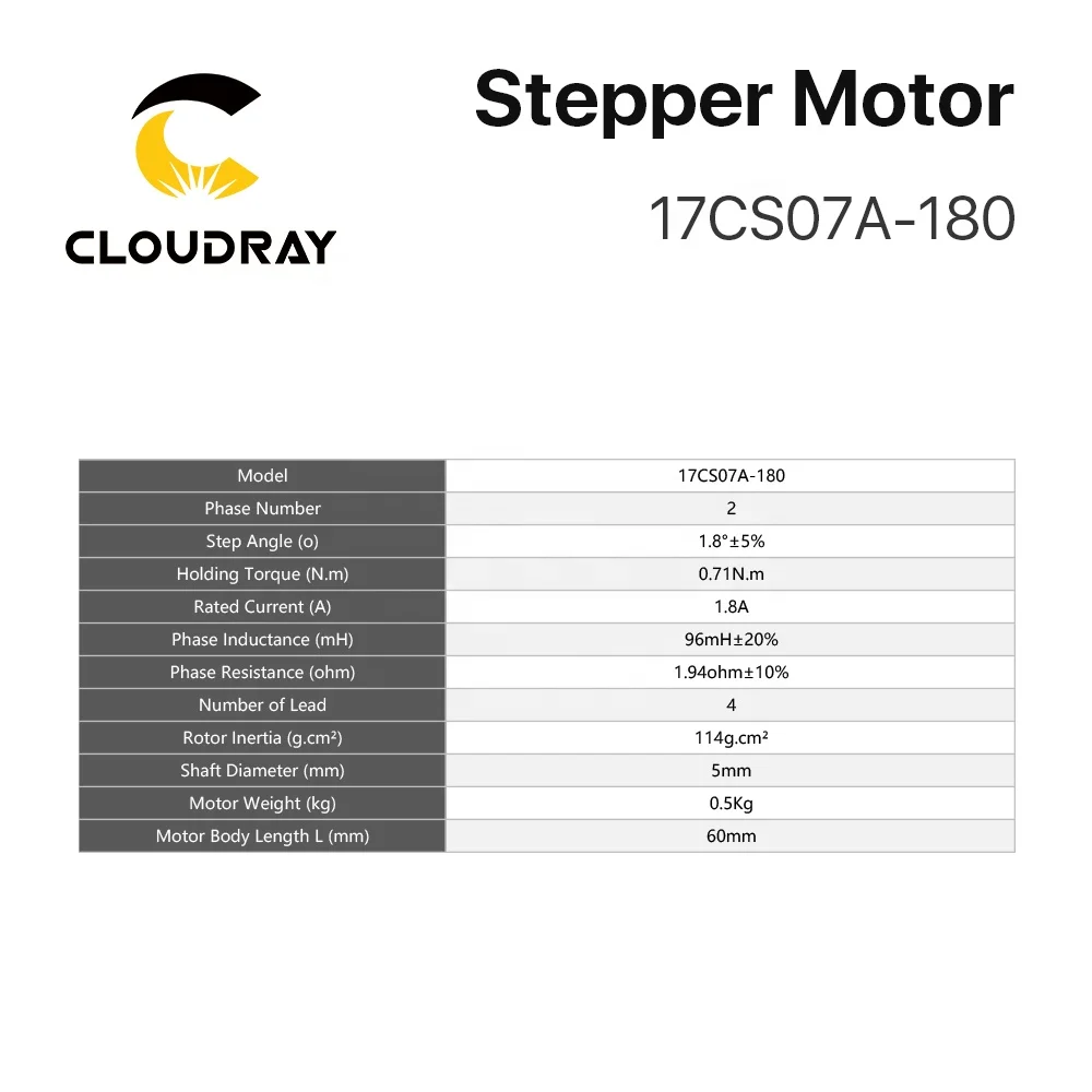  Cloudray CM08 Nema17 2 фазы L67 S5 шаговый двигатель 3 49 V 1.8A 0.71N.m для гравировального станка с ЧПУ