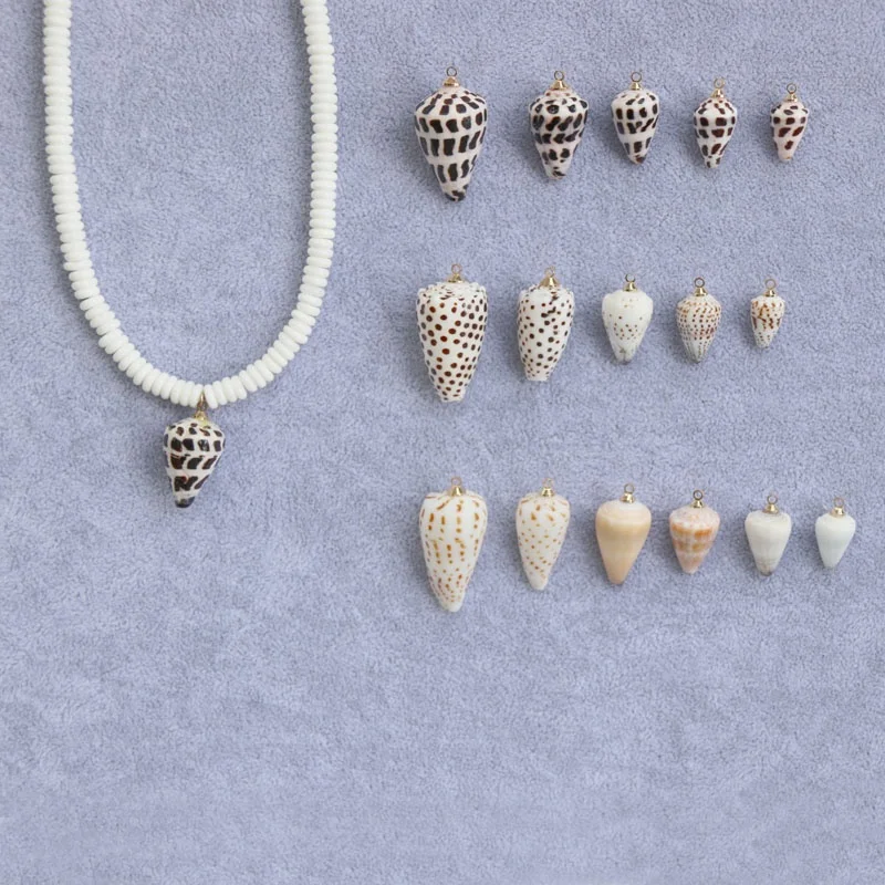 Custom Handmade Natural Mini Lovely Hebrew Cone Shell Pendant DIY Jewelry Accessories