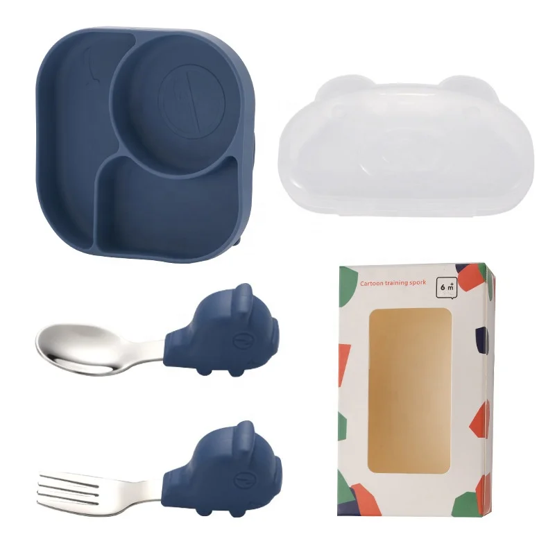 2023 Top Selling Non Slip Dishwasher and Microwave Safe Divided Unbreakable Baby Silicone Suction Plate