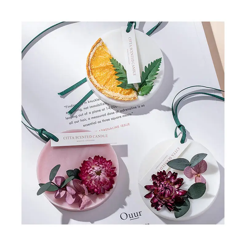 Dried Flower Beeswax Aromatherapy Gardenia Candle Wax Tablets For The Car