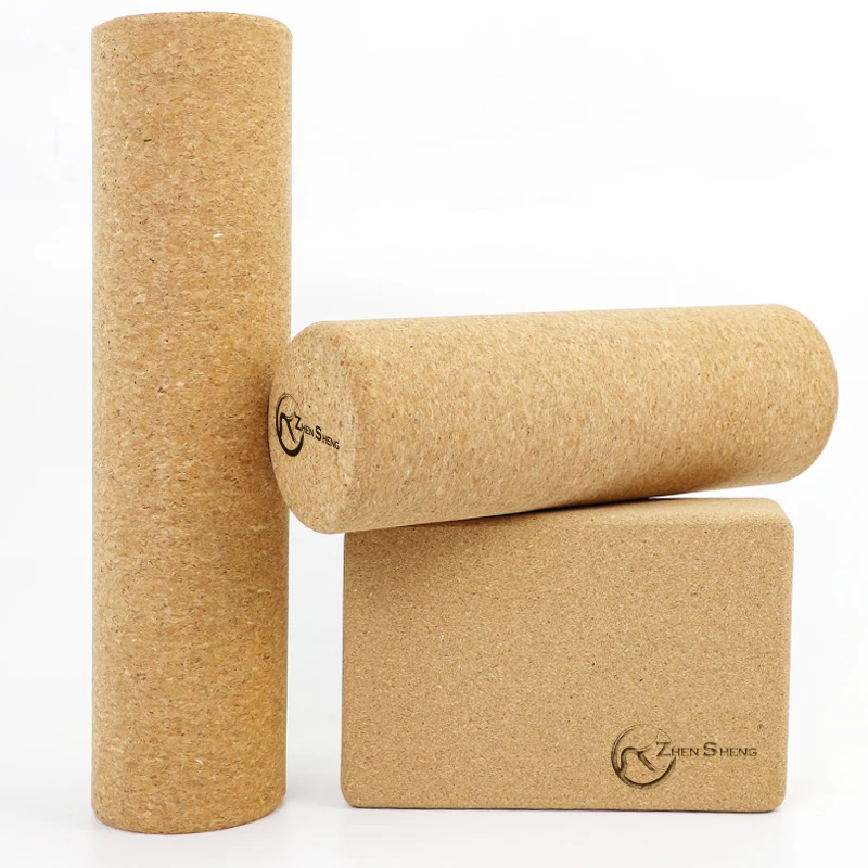 Zhensheng Factory Wholesale Muscle Massage Roller Custom Logo Eco Friendly Natural Cork Yoga Massage Ball Foam Roller