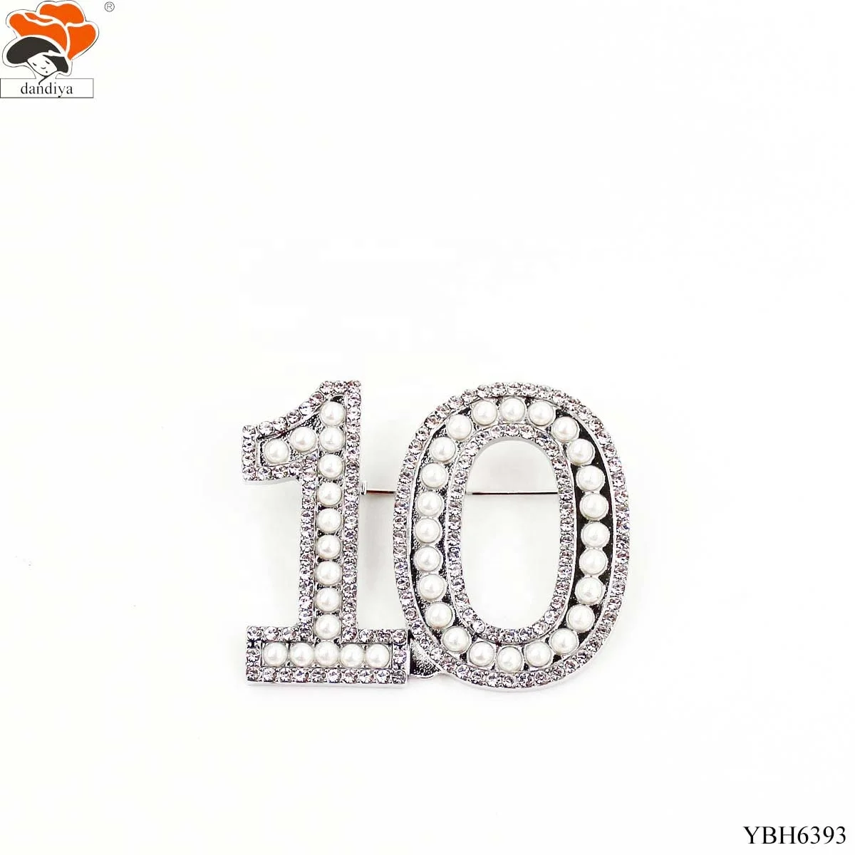 6 BROOCH Gold Silver Large Pearls Rhinestone number 01234 brooch pearls brooch Greek Sorority &Fraternity products Jewelry