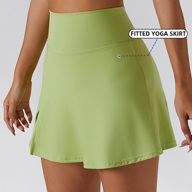 Yoke High quality sport skirt quick drying sexy one shoulder women suit set white tennis skirt 2 piece set women skirt and tops