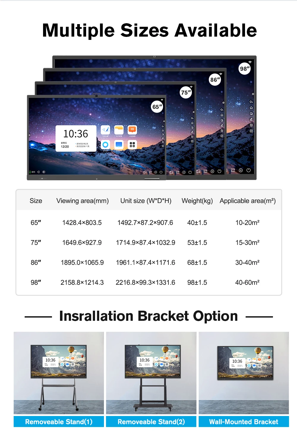 Factory Making China 65 4K HD All In One Infrared Electronic 20 Points Multi Touch For Business