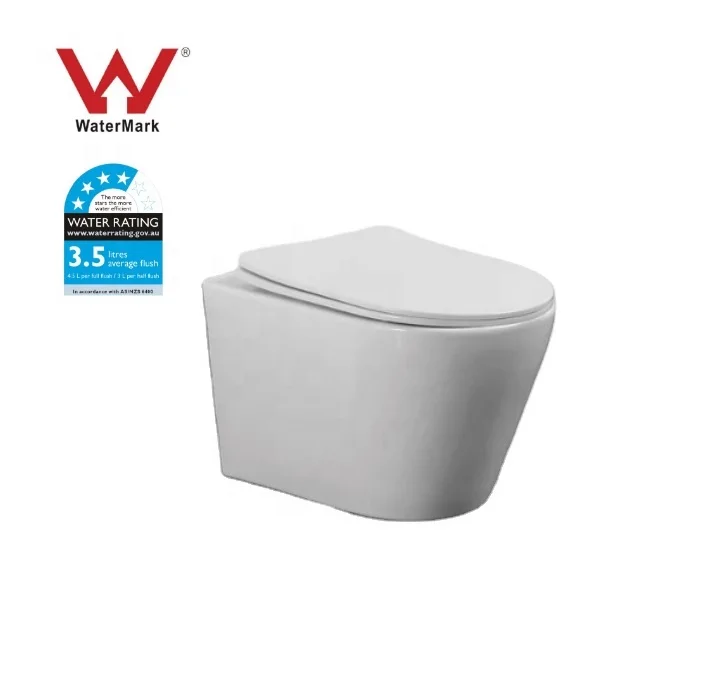 ZHONGYA CE Chinese factory modern soft closing sanitary ware Tornado rimless washdown  australian standard wall hung toilet