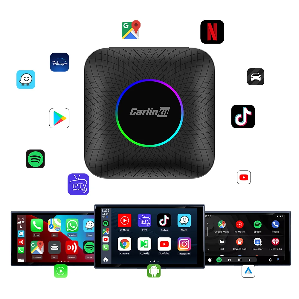 OEM ODM Carlinkit 8G 128GB Car Play Android Auto ai box Smart w204 W205 w213 w447 SM6225 Tbox Led Ambient Plus Carplay for Apple