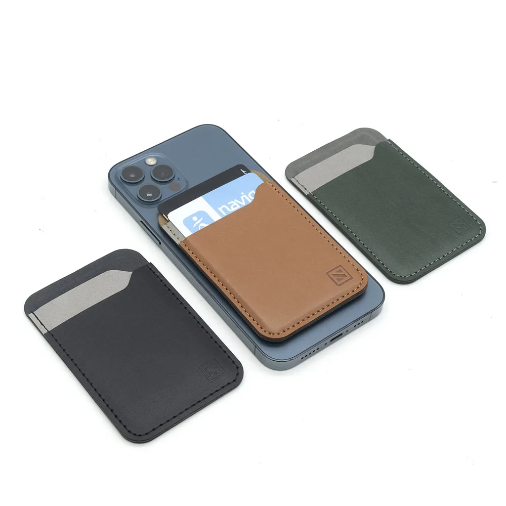 Strong Magnet Two Card Slots Custom Color Logo Foldable PU Leather Magnetic mobile phone wallet case card holder