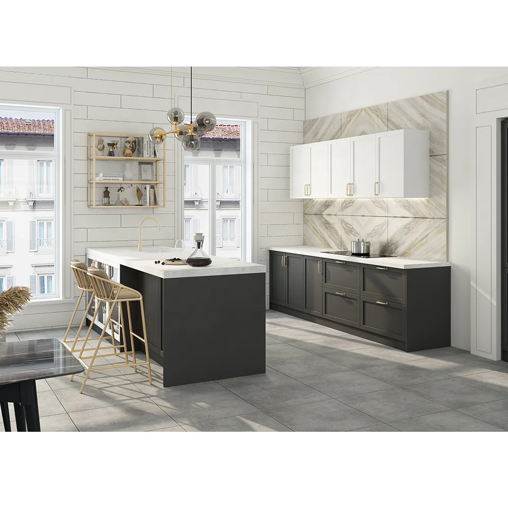 Modular High Gloss White Lacquer Custom Design Kitchen Cabinets