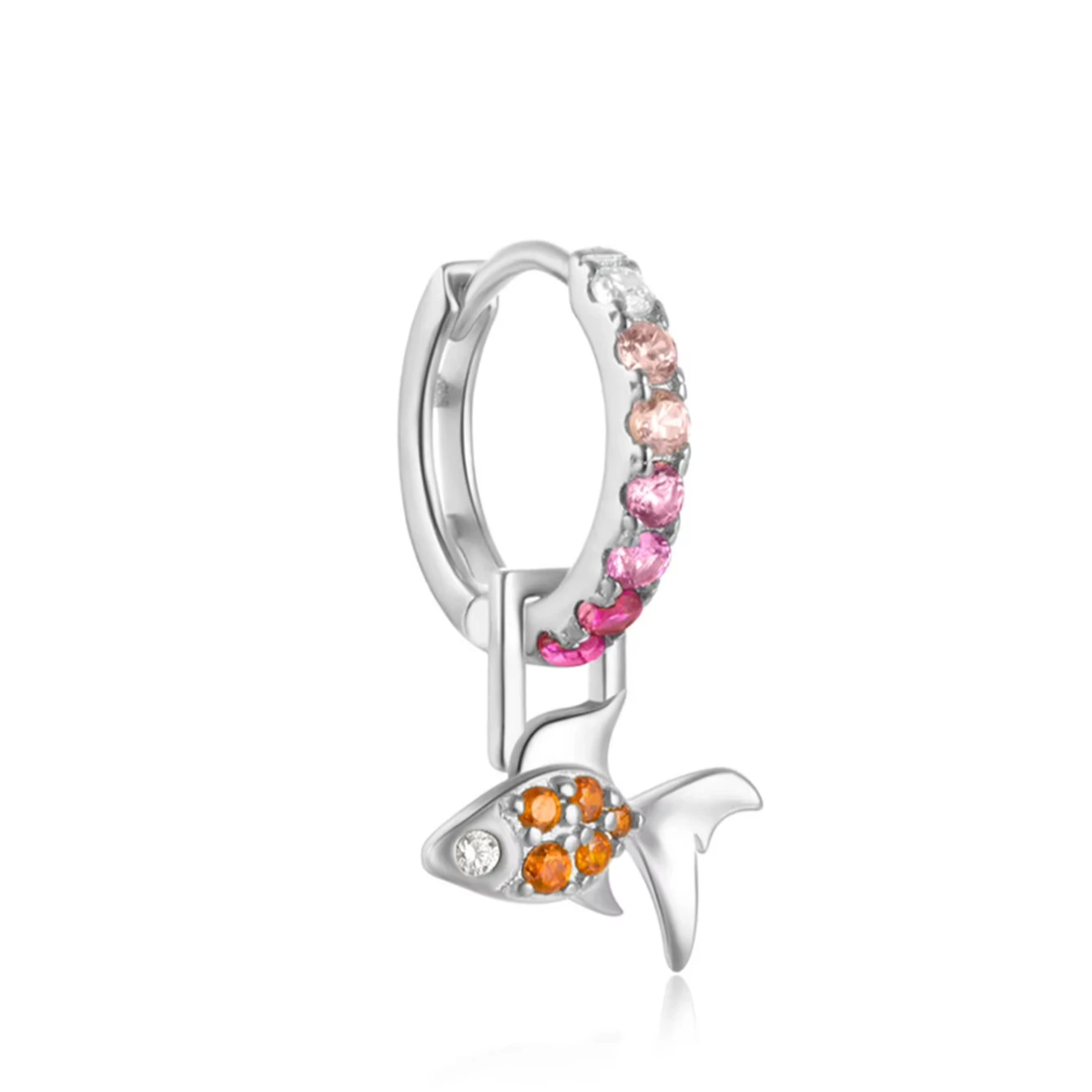 CANNER Summer Color Zircon Earrings S925 Sterling Silver Cute Detachable Elephant Snake Bird Animal Pendant Huggie Hoop Earrings