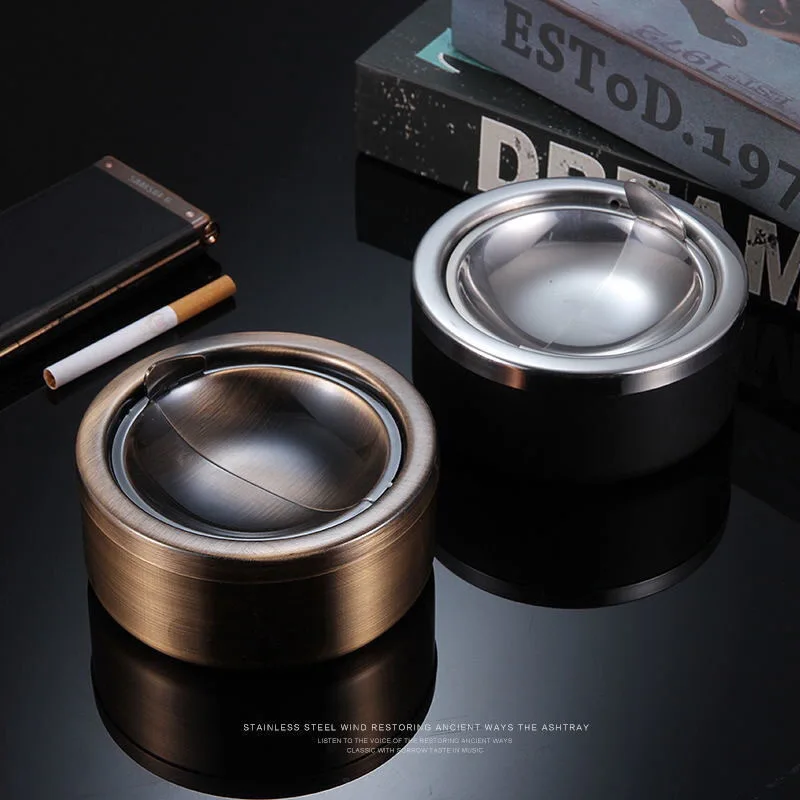 Free Sample Custom Portable Cigarette Ash Bin Stainless Steel Ash Tray cigar ashtray Metal ash tray