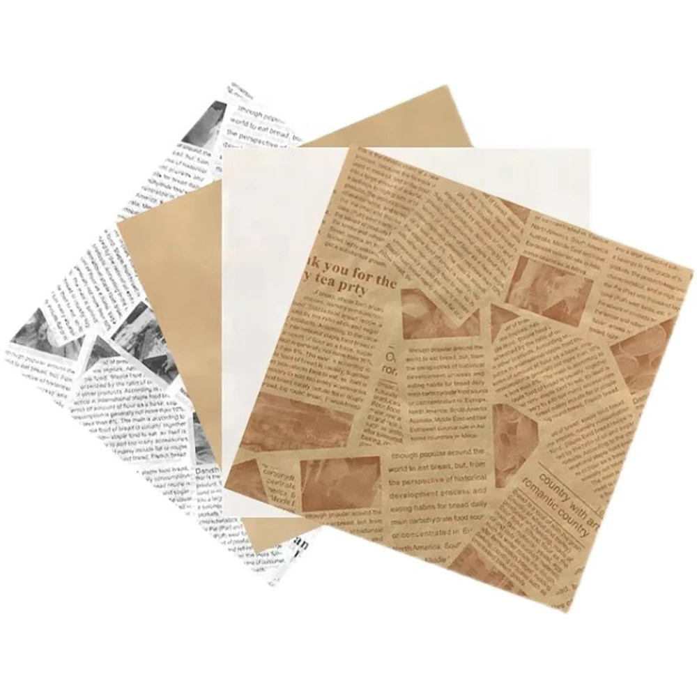 Printed Greaseproof Paper,High Quality Food Grade Greaseproof Paper Raw Material Burger Wrapping Paper In Sheets