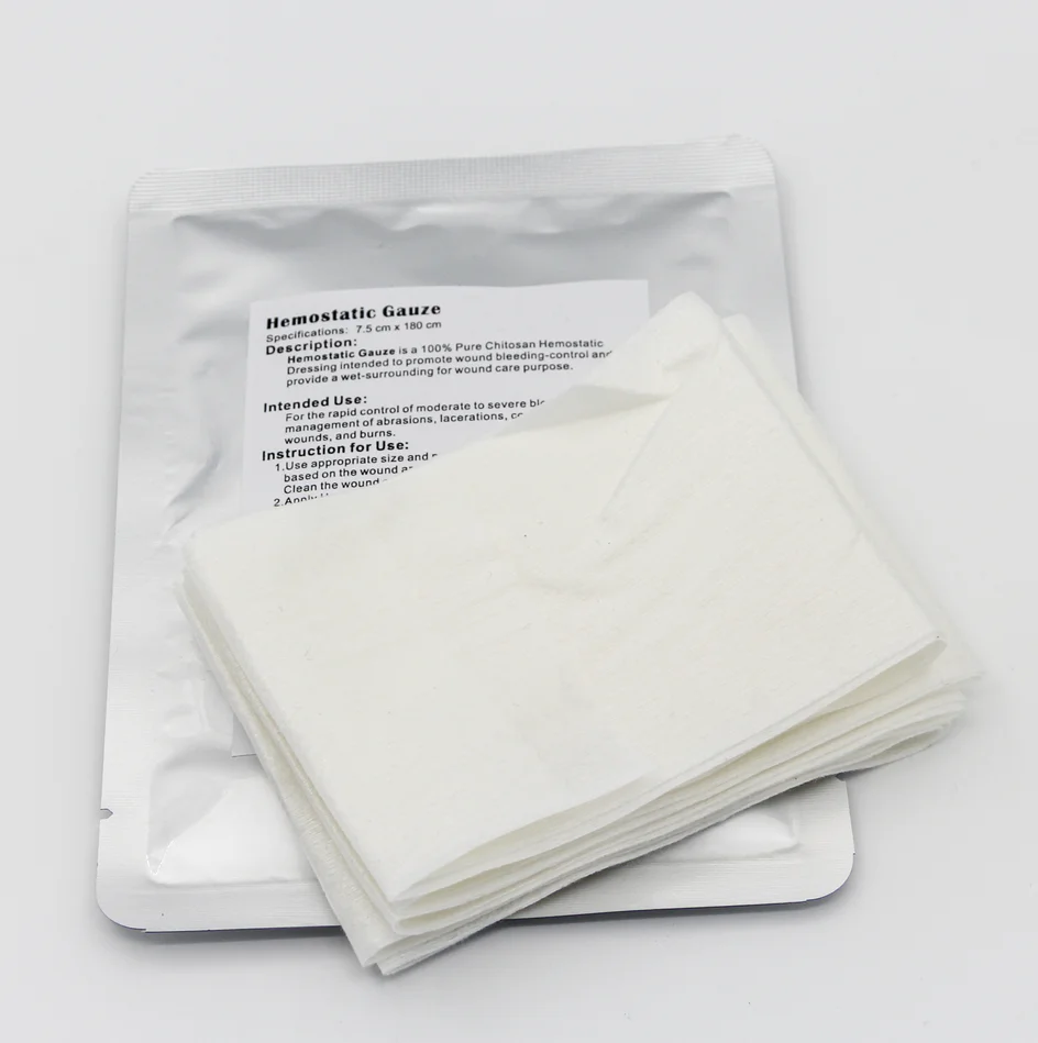 Wholesale 7.5cmX180cm chitosan hemostatic combat gauze of rapid hemostatic granules chitosan or bandage hemostatic powder