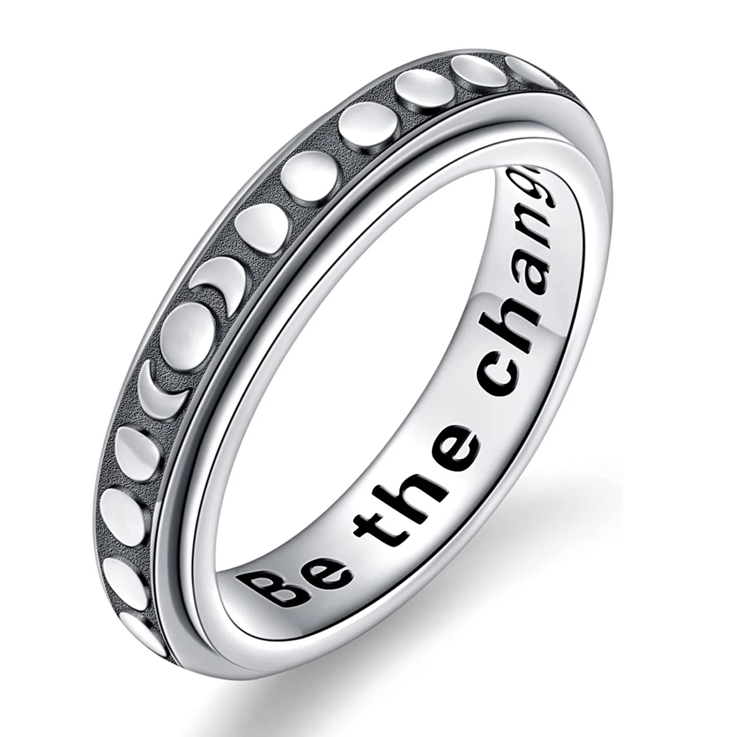 anxiety rotating ring jewelry custom inspirational 925 sterling silver i am enough spinning moon ring