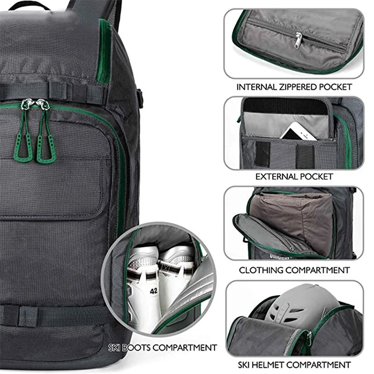 Ski Helmets Waterproof Lightweight Polyester Oxford Ski Dry And Wet Separate  Shoe Bag Simple Outdoor Sports Ski Backpack