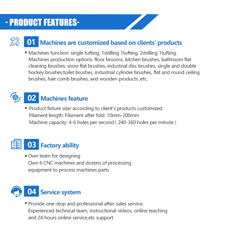 5 axis 2 drilling and 1 tufting Automatic CNC brush making machines for roller brush, toilet brush, wooden handle brush