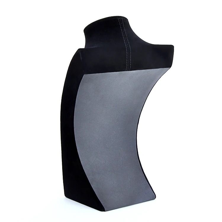 Wholesale custom female model portrait fancy unique mannequin bust black velvet luxury jewelry showcase necklace chains display