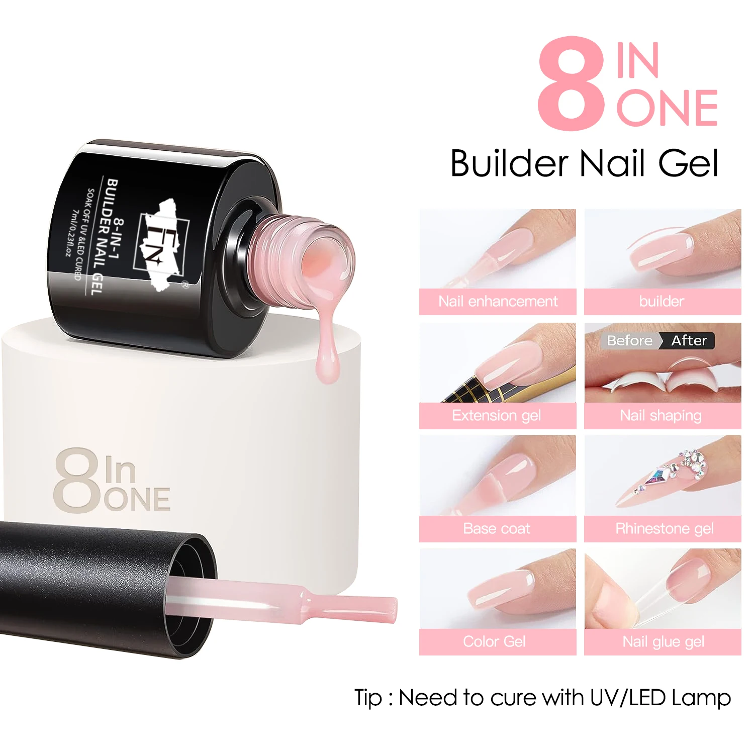 FN Nail Product Supply Wholesale 8 in 1 Multi-function Set for Thickening Extension Natural Acrylic Gel