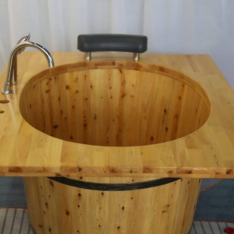 150cm 2-4-6 people Free Standing Round Cedar  Wood Soaking Bathtub party tub spa tub